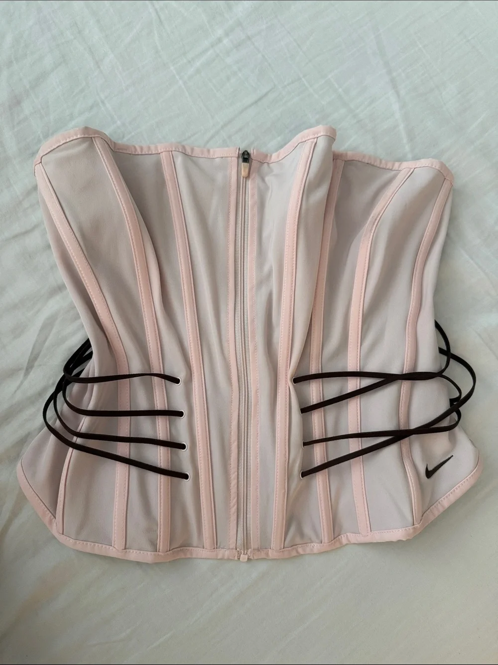 Nike Ballet Pale Pink Corset Top with Brown Lace Straps